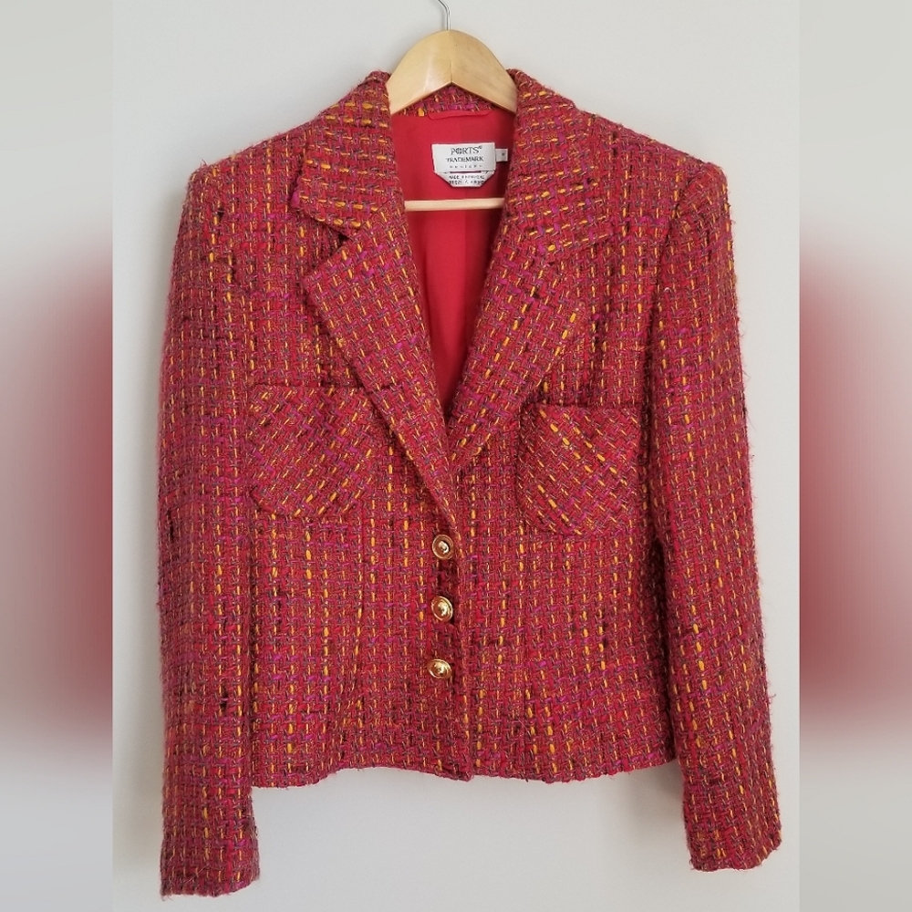 [PORTS] Eccentric Multicolor Textured Vintage Blazer